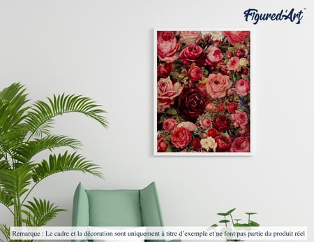 Peinture par Numéro Figured'Art - Fleurs Romantiques - Kit de Loisir Créatif DIY Numéro d'Art Complet - 40x50cm sans châssis en bois