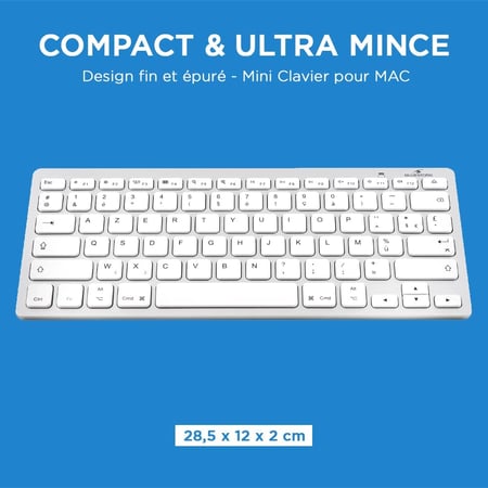 Clavier Bluestork sans fil pour Ipad et Mac - Slim et compact - Blanc