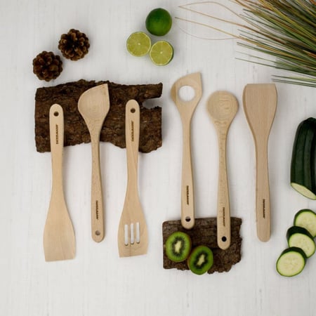 Lot De 2 Cuillères En Bois Fackelmann 40 Cm | Pour Cuisine Et Pâtisserie, Ustensile Robustes