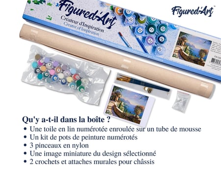 Peinture par Numéro Figured'Art - Vue sur le Lac - Kit de Loisir Créatif DIY Numéro d'Art Complet - 40x50cm sans châssis en bois