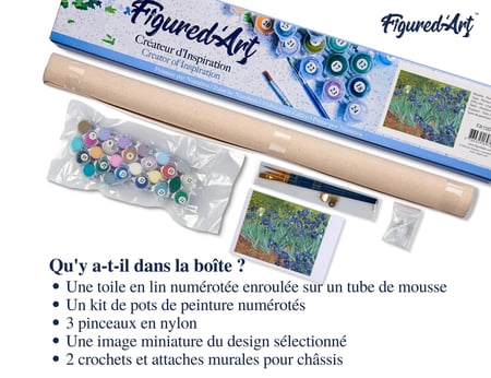 Peinture par Numéro Figured'Art - Van Gogh Iris - Kit de Loisir Créatif DIY Numéro d'Art Complet - 40x50cm sans châssis en bois
