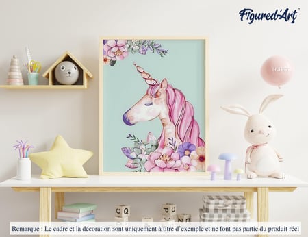 Peinture par Numéro Figured'Art - Licorne rose - Kit de Loisir Créatif DIY Numéro d'Art Complet - 40x50cm sans châssis en bois