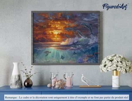 Peinture par Numéro Figured'Art - Océan et coucher de soleil - Kit de Loisir Créatif DIY Numéro d'Art Complet - 40x50cm sans châssis en bois