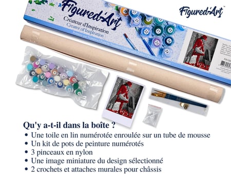Peinture par Numéro Figured'Art - Femme sexy en Bottes de cuir rouge - Kit de Loisir Créatif DIY Numéro d'Art Complet - 40x50cm sans châssis en bois