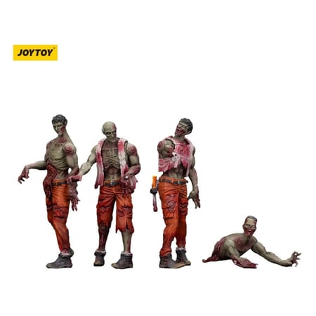 Zombie - Pack 4 figurines Dark Source Mechanic Team 8 cm