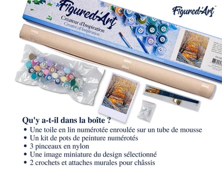 Peinture par Numéro Figured'Art - Arbres en Hiver - Kit de Loisir Créatif DIY Numéro d'Art Complet - 40x50cm sans châssis en bois
