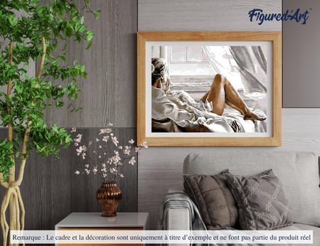 Peinture par Numéro Figured'Art - Repos face à la Mer - Kit de Loisir Créatif DIY Numéro d'Art Complet - 40x50cm sans châssis en bois