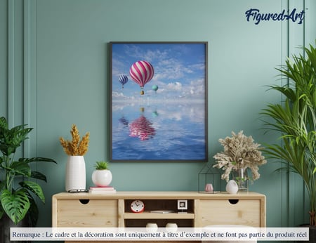 Peinture par Numéro Figured'Art - Vol en Montgolfière - Kit de Loisir Créatif DIY Numéro d'Art Complet - 40x50cm sans châssis en bois