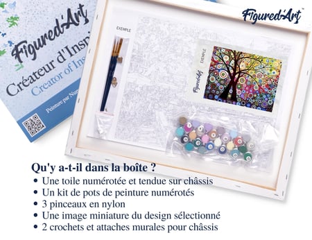 Peinture par Numéro Figured'Art avec Cadre - Vitrail - Kit de Loisir Créatif DIY Numéro d'Art Complet - 40x50cm toile tendue sur châssis