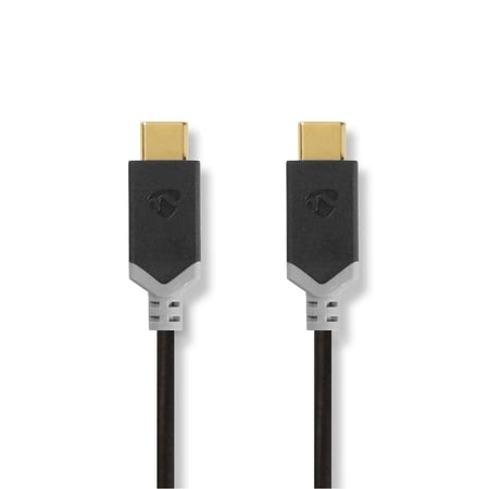 Nedis Câble de Charge et de Données 3.2 Gen 1 USB-C Mâle vers USB-C Mâle 60W 5 Gbps 2m Noir / Or