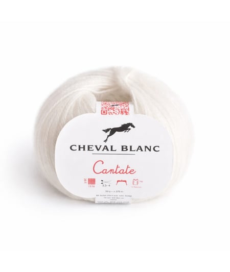 Pelote à tricoter laine et mohair CANTATE - Cheval blanc 011 Blanc