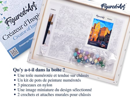 Peinture par Numéro Figured'Art avec Cadre - Rue Edinburgh - Kit de Loisir Créatif DIY Numéro d'Art Complet - 40x50cm toile tendue sur châssis