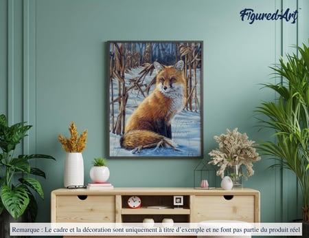 Peinture par Numéro Figured'Art - Renard dans la neige - Kit de Loisir Créatif DIY Numéro d'Art Complet - 40x50cm sans châssis en bois