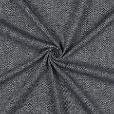 Tissu Coton Lin Chevrons Blanc sur fond Gris anthracite