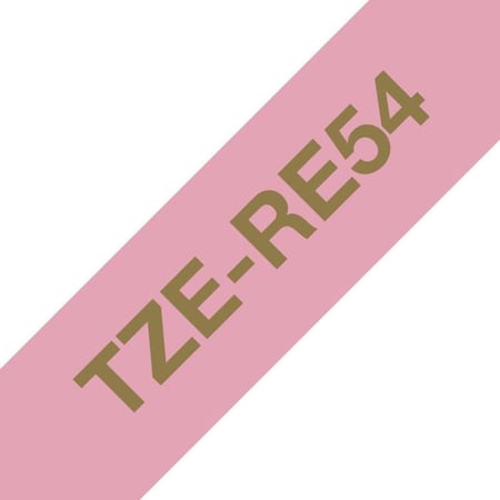 Brother - Cartouche ruban Etiqueteuse 24mm Tissu Doré sur rose Tze-RE54