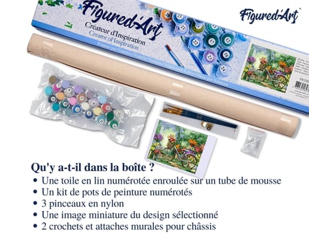 Peinture par Numéro Figured'Art - Fleurs et Vélos - Kit de Loisir Créatif DIY Numéro d'Art Complet - 40x50cm sans châssis en bois