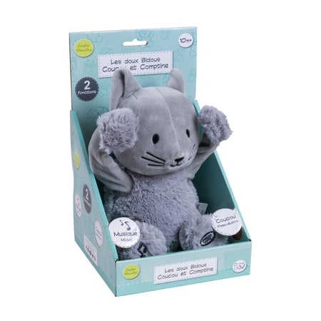 Peluche Coucou et Comptine Oscar le Chat, jouet cache-cache enfant