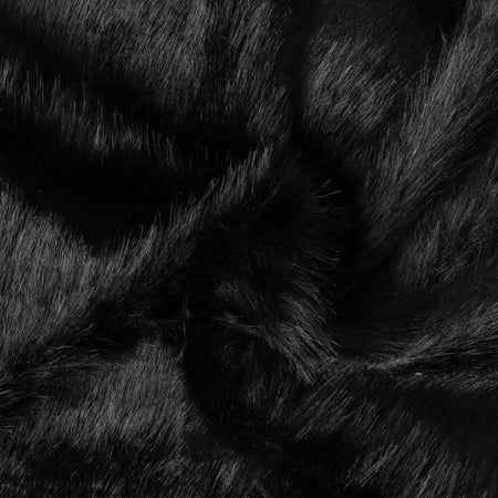 Tissu Fausse fourrure  poils long Flora sur fond Noir