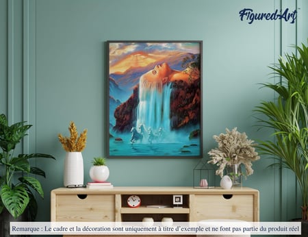 Peinture par Numéro Figured'Art - Chute d'Eau Chevelure - Kit de Loisir Créatif DIY Numéro d'Art Complet - 40x50cm sans châssis en bois
