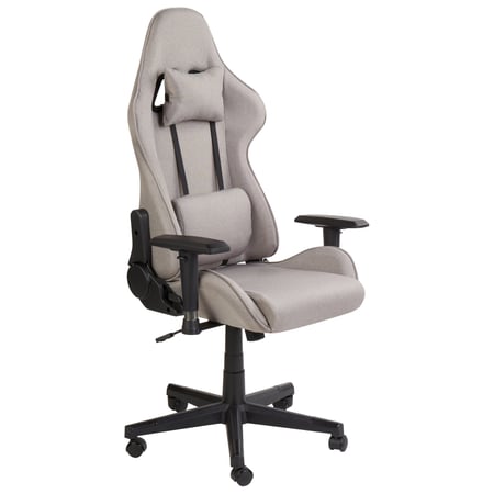Chaise Gaming Beige en Tissu avec Accoudoirs Réglables Pivotant Style Moderne