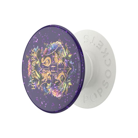 PopSockets Pop Grip pour Smartphones Standard Design Hogwarts Floral Pailletés Blanc
