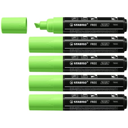 Marqueur peinture pointe large biseautée - STABILO - Vert clair - FREE acrylic T800C