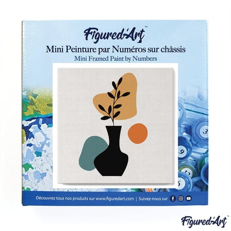 Mini Peinture par Numéro Figured'Art 20x20cm avec cadre Plante et Vase noir - Petit Format