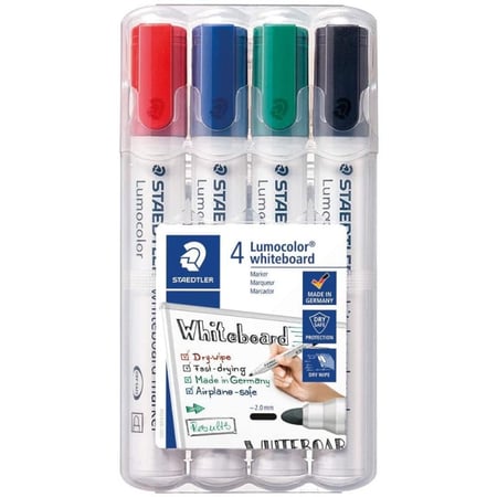 4 marqueurs - Effaçable - Ardoise - Tableau blanc - Pointe ogive - Staedtler