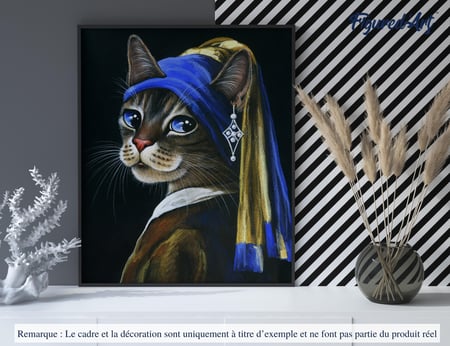 Peinture par Numéro Figured'Art - La jeune minette à la perle - Kit de Loisir Créatif DIY Numéro d'Art Complet - 40x50cm sans châssis en bois
