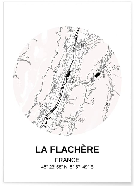 Affiche Carte La Flachère | A3 : 29,7x42cm