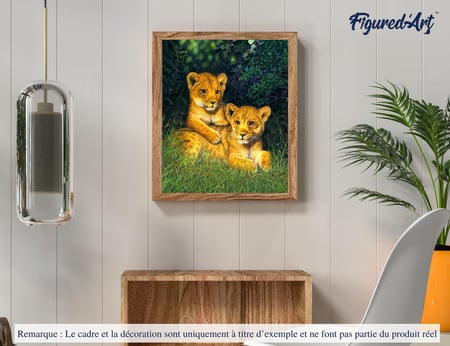 Peinture par Numéro Figured'Art - Lionceaux - Kit de Loisir Créatif DIY Numéro d'Art Complet - 40x50cm sans châssis en bois
