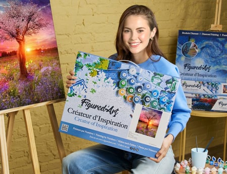 Peinture par Numéro Figured'Art avec Cadre - Arbre Corps de Femme - Kit de Loisir Créatif DIY Numéro d'Art - 40x50cm toile tendue sur châssis