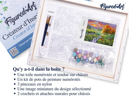 Peinture par Numéro Figured'Art avec Cadre - Prairie ensoleillée - Kit de Loisir Créatif DIY Numéro d'Art Complet - 40x50cm toile tendue sur châssis