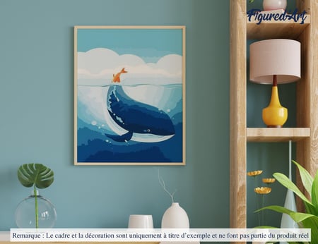 Peinture par Numéro Figured'Art - Baleine bleue - Kit de Loisir Créatif DIY Numéro d'Art Complet - 40x50cm sans châssis en bois