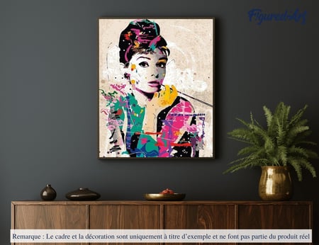Peinture par Numéro Figured'Art - Audrey - Kit de Loisir Créatif DIY Numéro d'Art Complet - 40x50cm sans châssis en bois