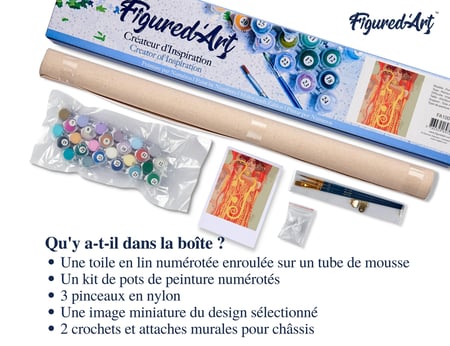 Peinture par Numéro Figured'Art - Gustav Klimt Femme Serpent - Kit de Loisir Créatif DIY Numéro d'Art Complet - 40x50cm sans châssis en bois