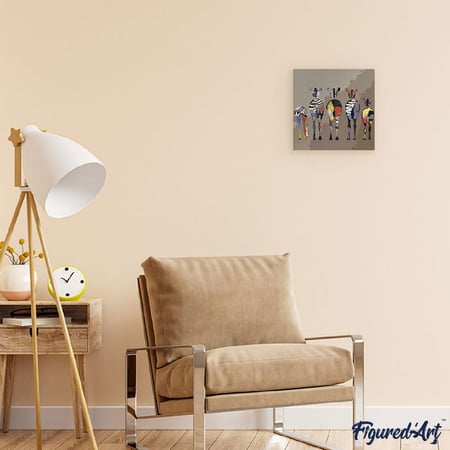 Mini Peinture par Numéro Figured'Art 20x20cm avec cadre Zèbres de dos - Petit Format