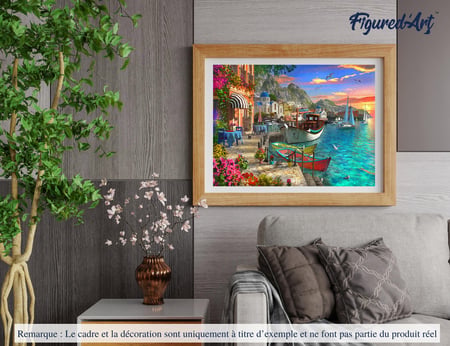 Peinture par Numéro Figured'Art - Port fleuri - Kit de Loisir Créatif DIY Numéro d'Art Complet - 40x50cm sans châssis en bois
