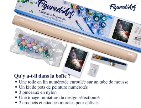 Peinture par Numéro Figured'Art - Souris et petite Fille - Kit de Loisir Créatif DIY Numéro d'Art Complet - 40x50cm sans châssis en bois