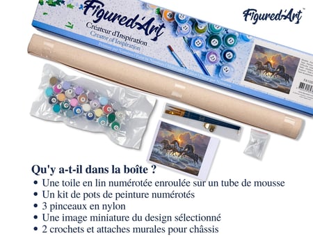 Peinture par Numéro Figured'Art - Trio de chevaux - Kit de Loisir Créatif DIY Numéro d'Art Complet - 40x50cm sans châssis en bois