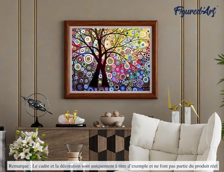 Peinture par Numéro Figured'Art - Arbre effet vitrail - Kit de Loisir Créatif DIY Numéro d'Art Complet - 40x50cm sans châssis en bois
