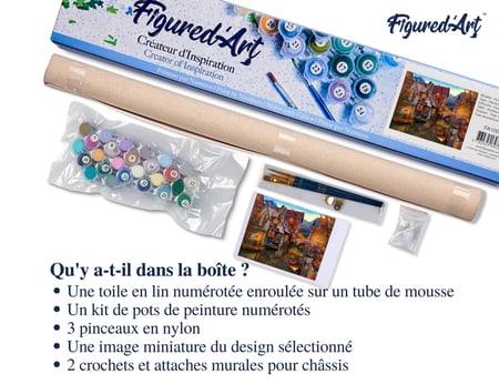 Peinture par Numéro Figured'Art - Canaux chaleureux - Kit de Loisir Créatif DIY Numéro d'Art Complet - 40x50cm sans châssis en bois