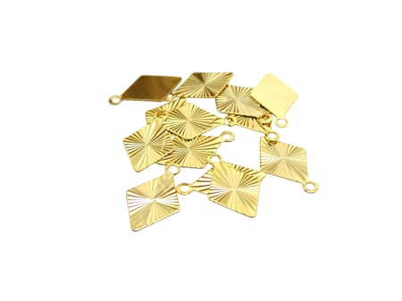 10 Petites breloques fines losange strié 13*8mm laiton plaqué or 24k