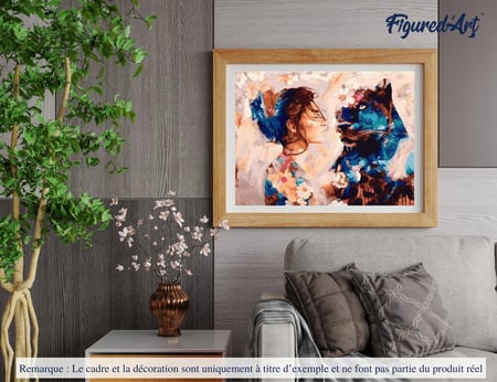 Peinture par Numéro Figured'Art - Complicité Femme et Panthère noire - Kit de Loisir Créatif DIY Numéro d'Art Complet - 40x50cm sans châssis en bois