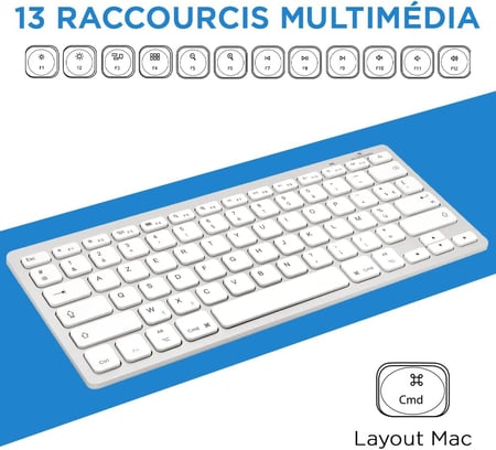 Clavier Bluestork sans fil pour Ipad et Mac - Slim et compact - Blanc