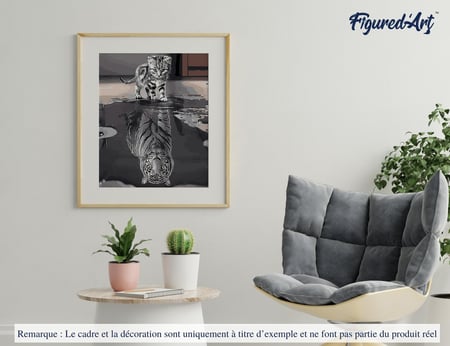 Peinture par Numéro Figured'Art - Chaton Reflet Tigre - Kit de Loisir Créatif DIY Numéro d'Art Complet - 40x50cm sans châssis en bois