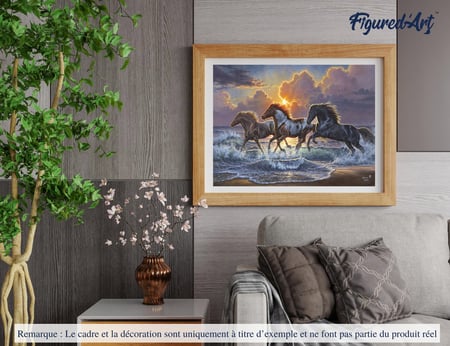 Peinture par Numéro Figured'Art - Trio de chevaux - Kit de Loisir Créatif DIY Numéro d'Art Complet - 40x50cm sans châssis en bois