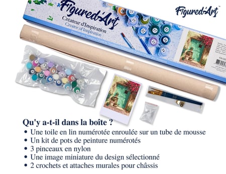 Peinture par Numéro Figured'Art - Entrée fleurie - Kit de Loisir Créatif DIY Numéro d'Art Complet - 40x50cm sans châssis en bois
