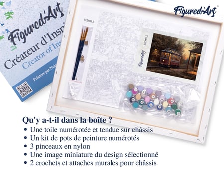 Peinture par Numéro Figured'Art avec Cadre - Gare de tramway - Kit de Loisir Créatif DIY Numéro d'Art Complet - 40x50cm toile tendue sur châssis