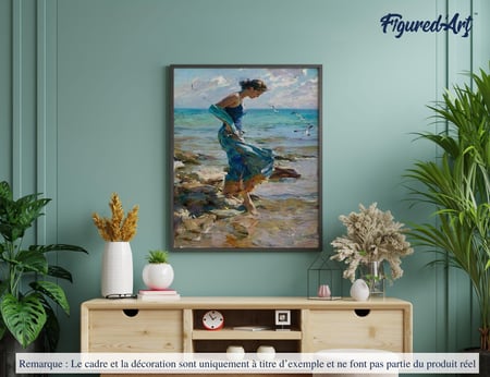 Peinture par Numéro Figured'Art - Les Pieds dans l'Eau - Kit de Loisir Créatif DIY Numéro d'Art Complet - 40x50cm sans châssis en bois